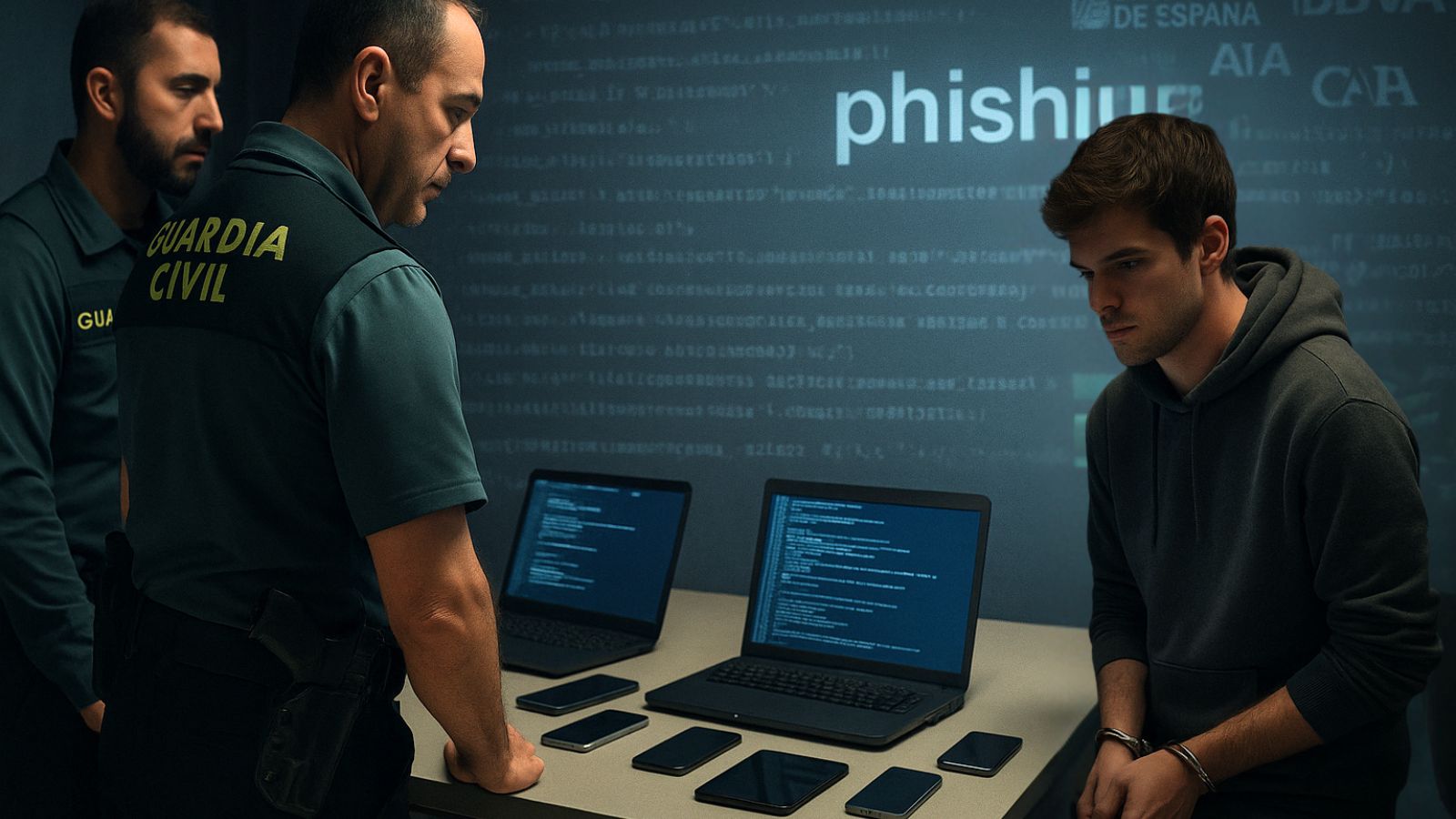 Spain Police - Guardia Civil - Phishing - Arrest - Laptops - Phones