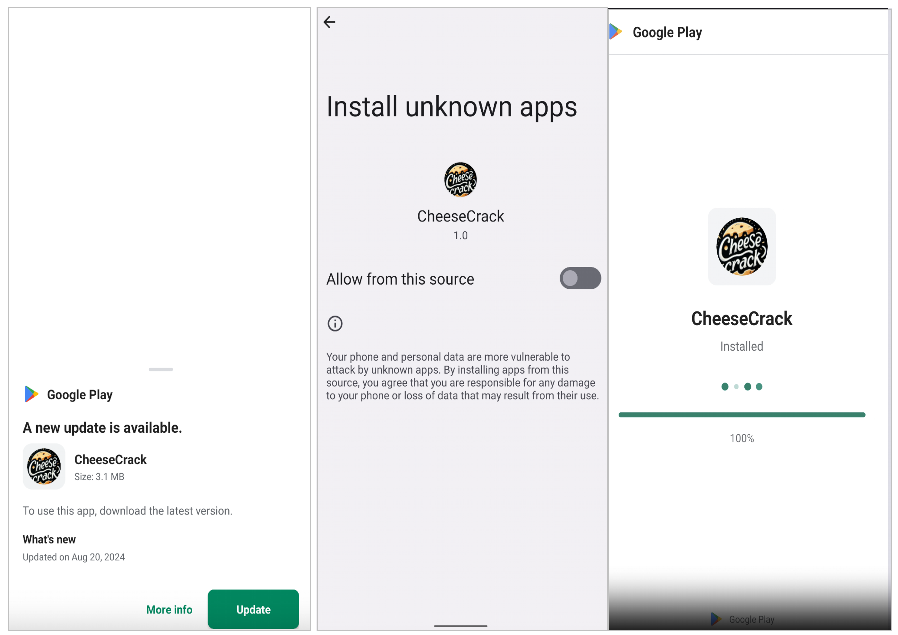 Session-based installation used by the malware