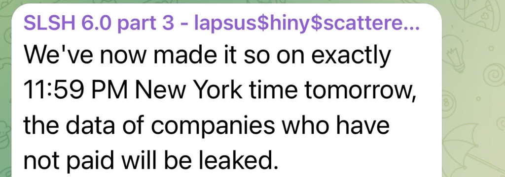 LAPSUS$ & ShinyHunters & Scattered Spider alias announces deadline on Salesforce leak