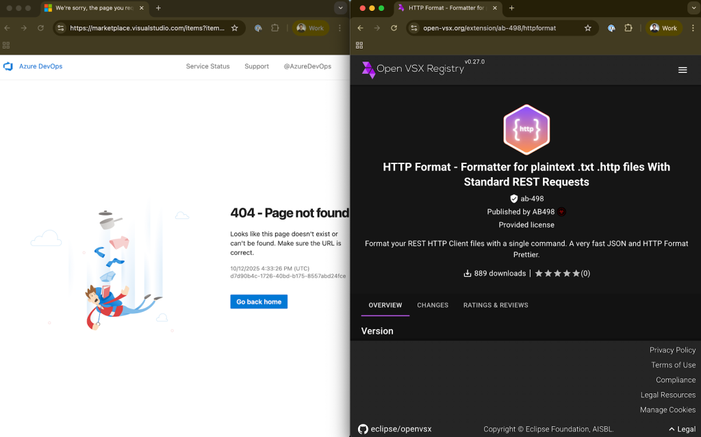HTTP format removed from VSCode but still live on OpenVSX 