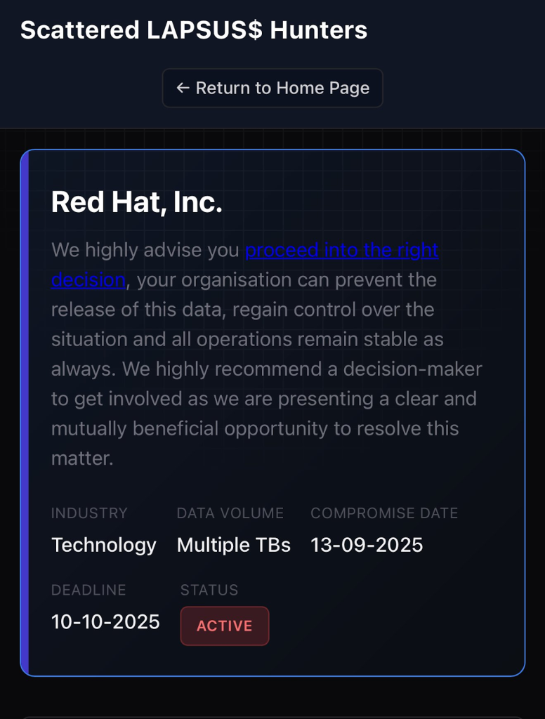 Announcement of Red Hat hack
