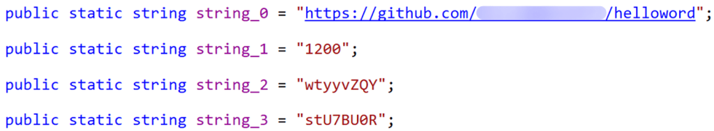 Snippet of the implant configuration 