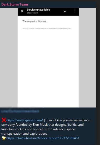 Dark Storm’s claim regarding a SpaceX DDoS 