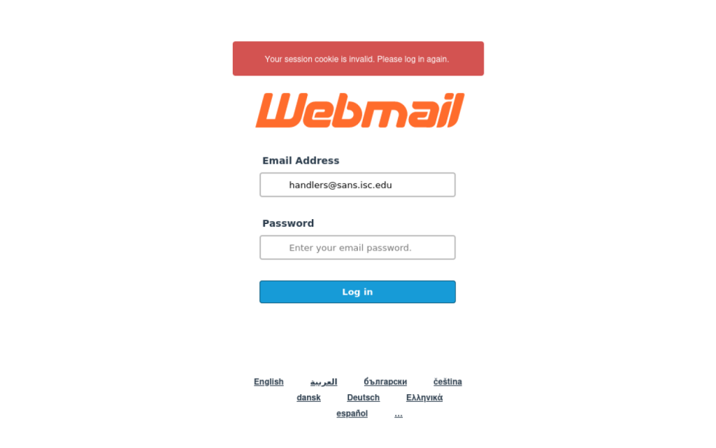 Webmail login credential stealing page 
