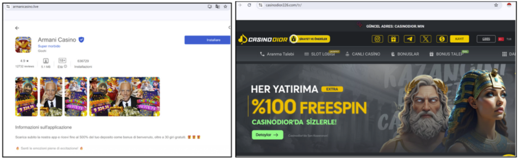 Betting and gambling sites leveraging luxury brand names as a lure