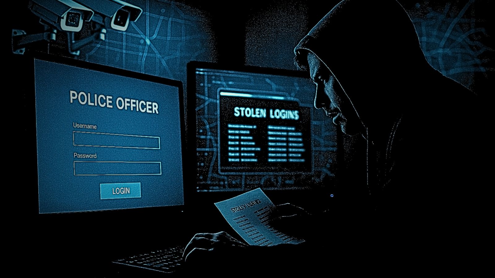 Police Laptop - Login - Hacker - Cameras