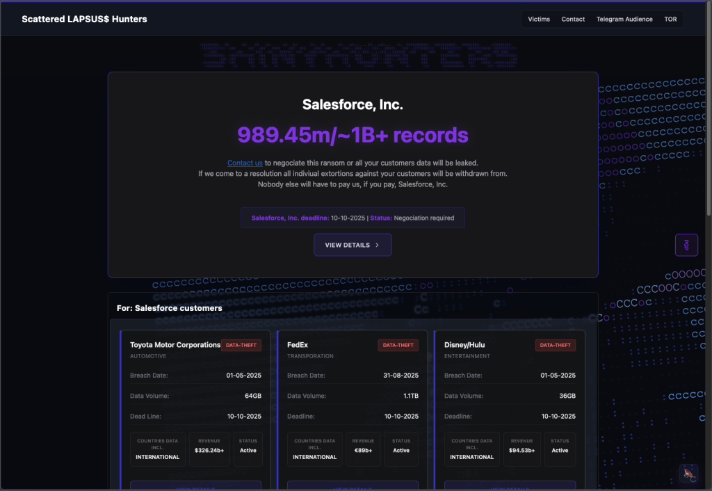 Screenshot of the group’s leak site 