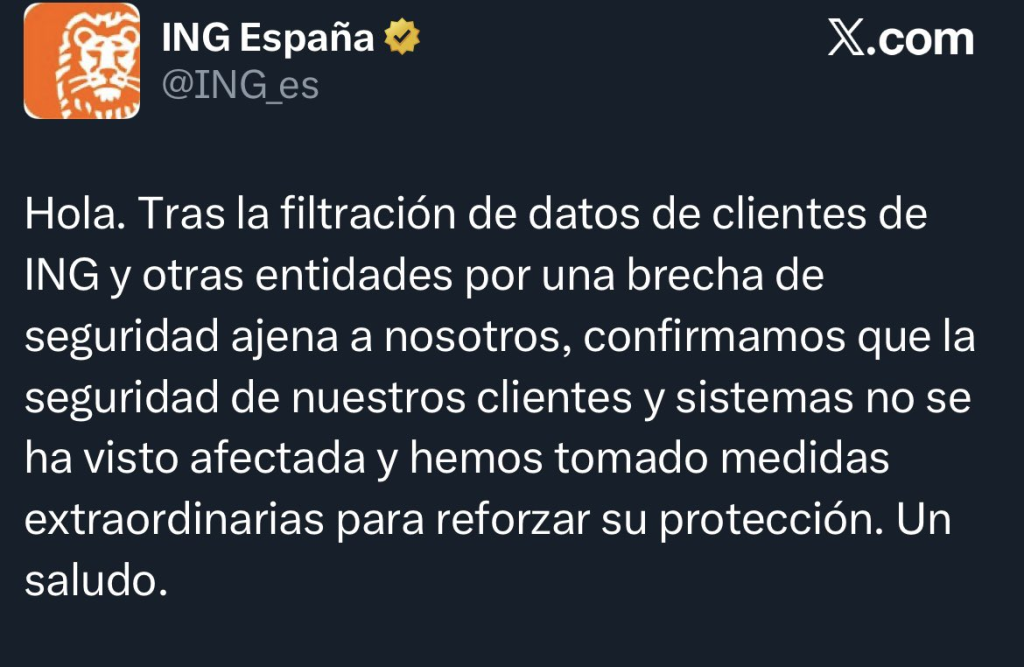 ING Bank confirms external data leak 