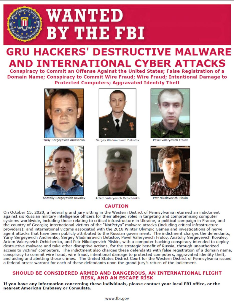 GRU hackers wanted by the FBI
