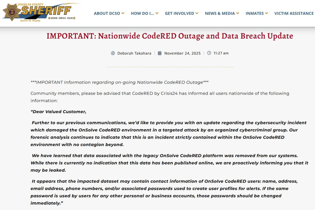 Douglas County Sheriff update 