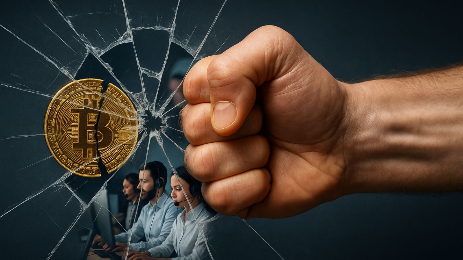 Breaking Glass - Hand - Call Center - Crypto