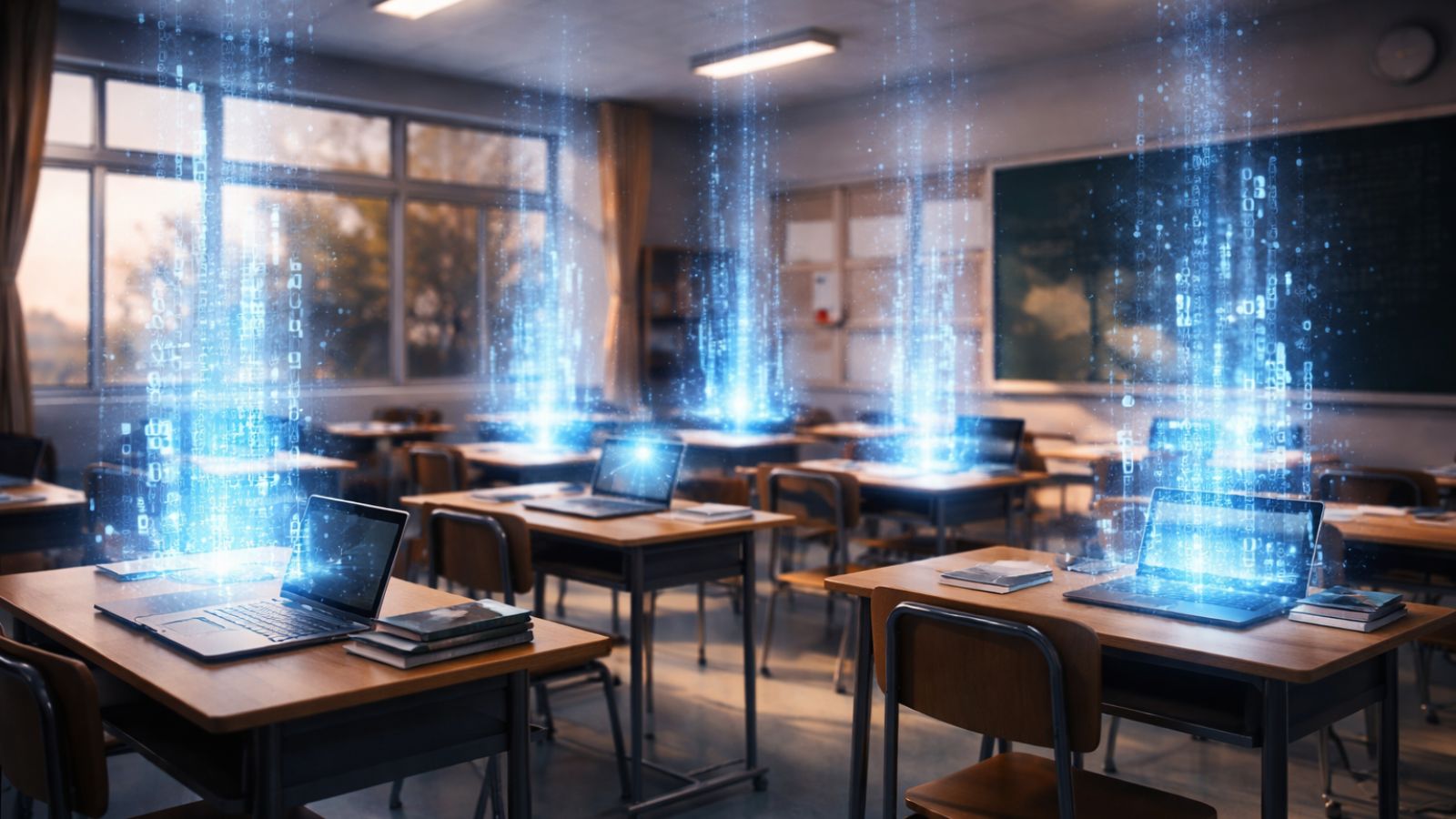 School - Classroom - Laptop - Data - Benches