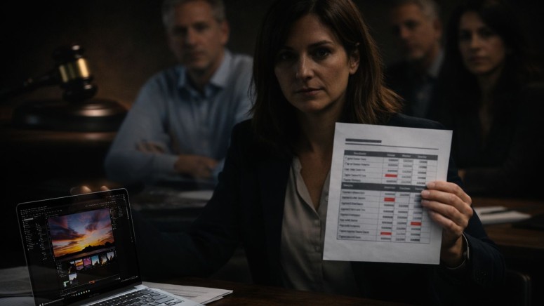 Woman - Papers - Charts - Gavel