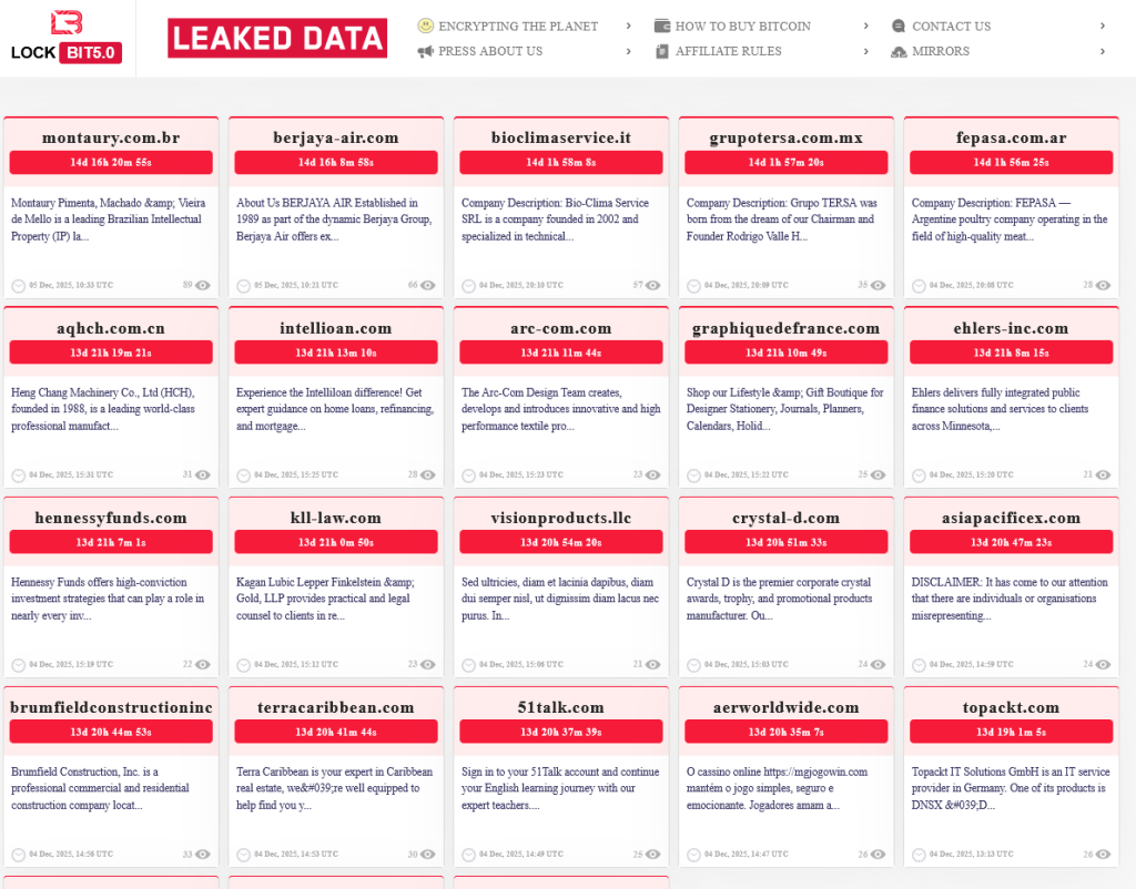 LockBit 5.0 leak site