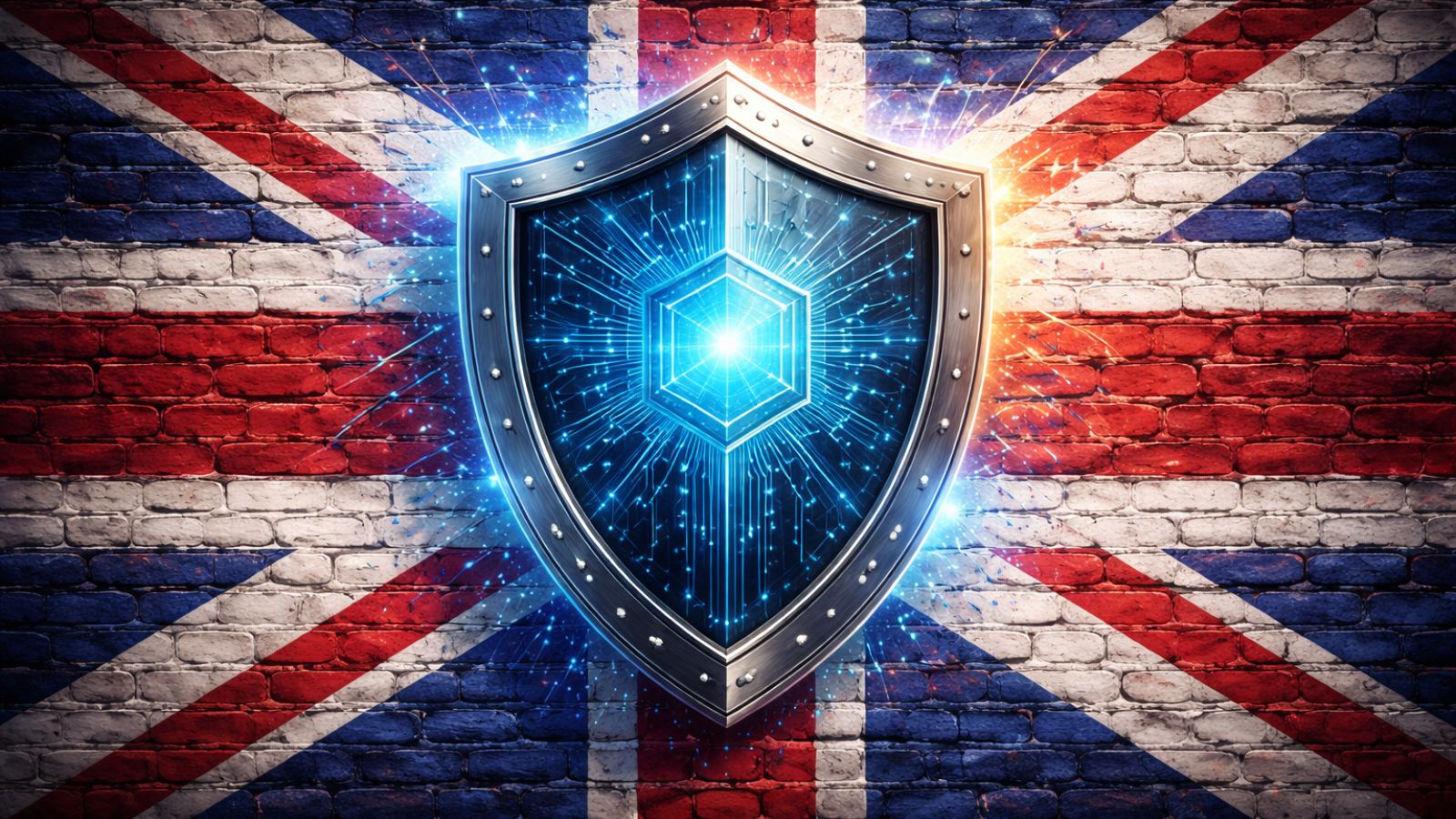 UK Flag - Brick Wall - Shield
