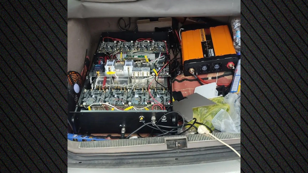 The mobile computing system hidden in the trunk of a vehicle | Source: Greek Police