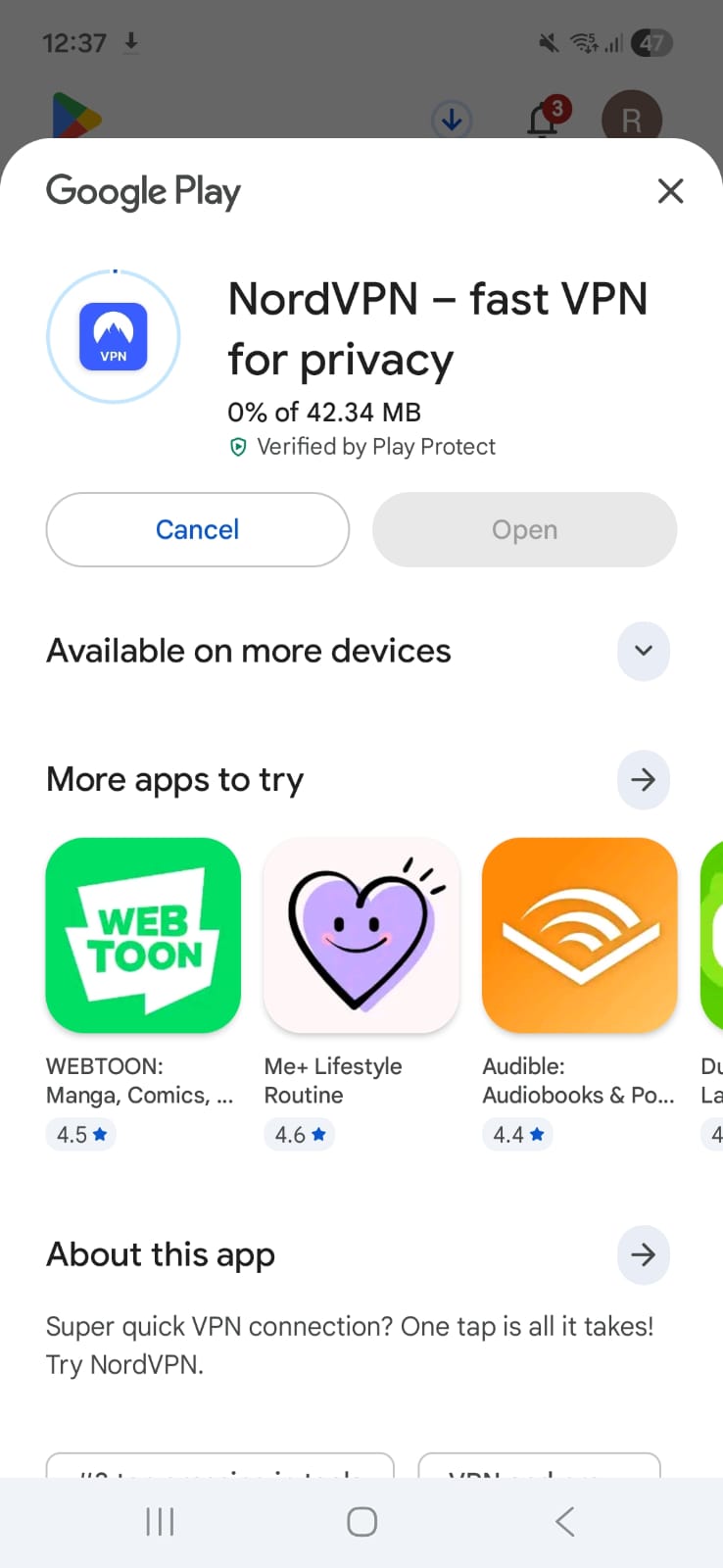 NordVPN Android - NordVPN Installing Google Play Store