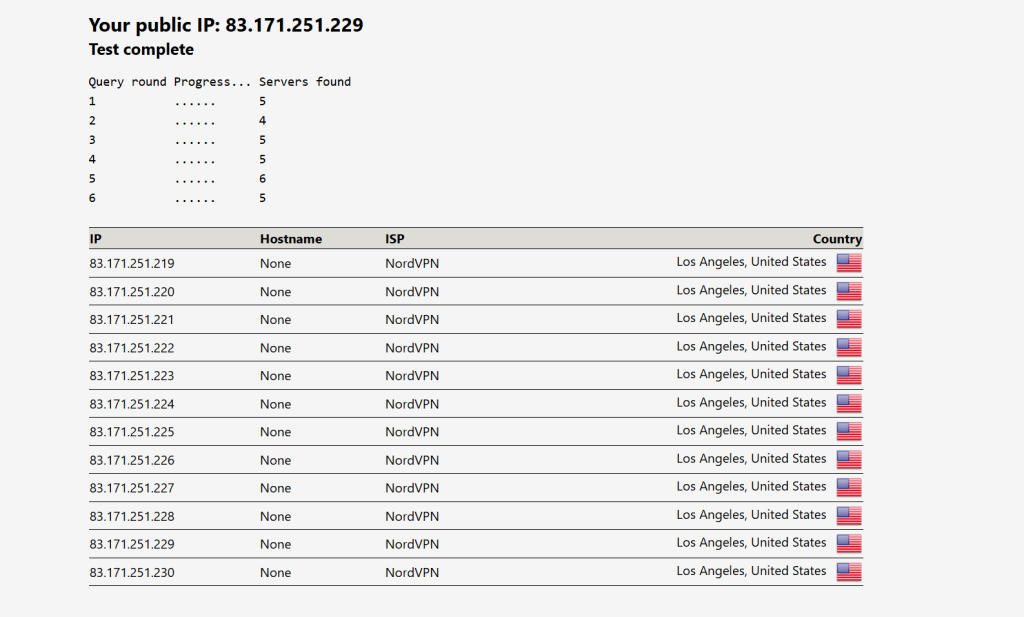NordVPN Windows - DNS and IP Leaks Test Cleared