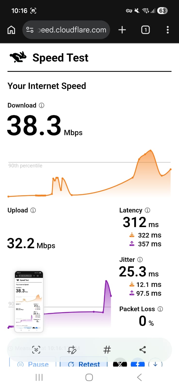 PIA VPN Android - US Speed Test Result on Wi-Fi