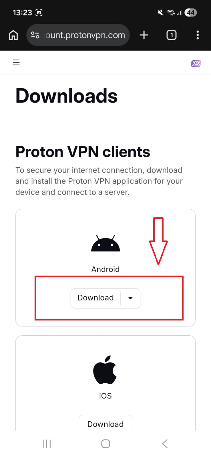 Proton VPN Android - Different Download Options for Different Devices