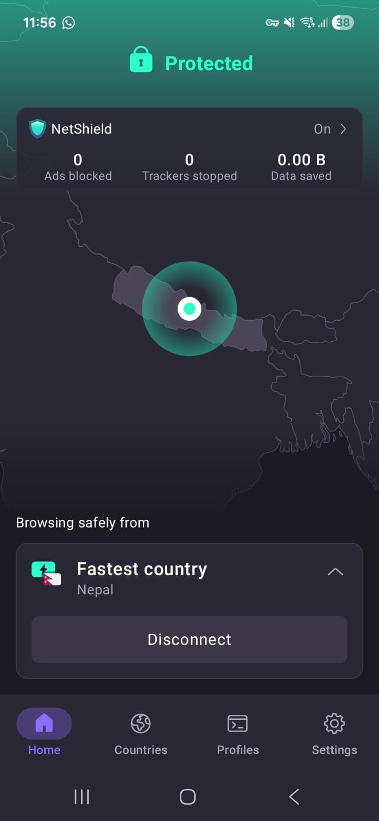 Proton VPN Android - Home Page Interface