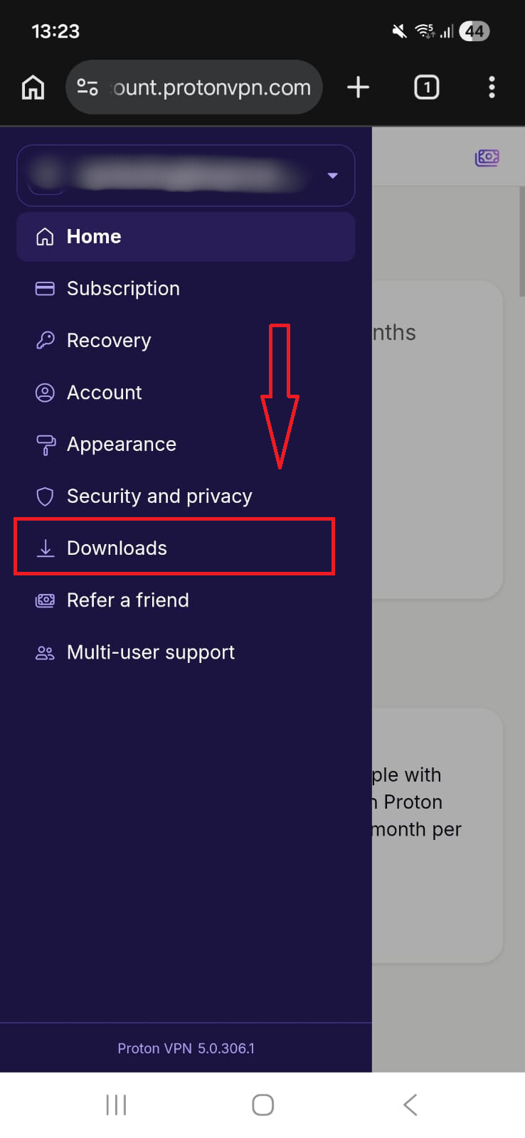 Proton VPN Android - Landing Page After Logging In