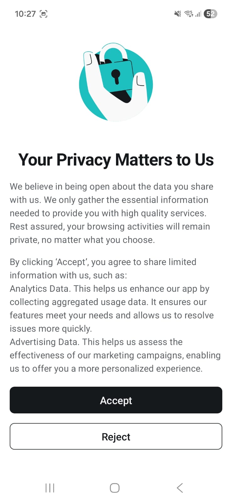 Surfshark VPN Android - Privacy Page Interface