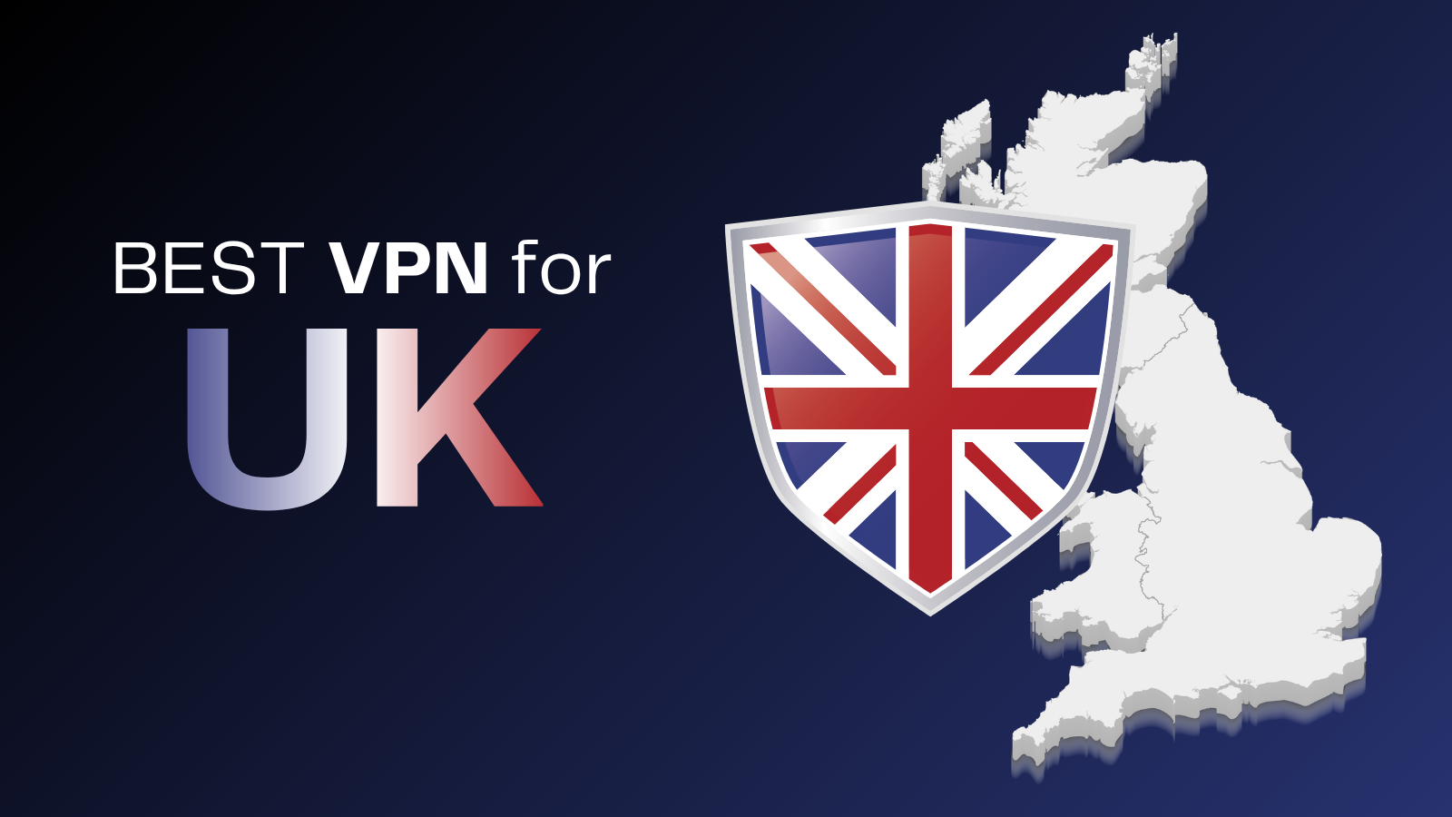 Best VPN for the UK concept with UK map and secure VPN protection illustration