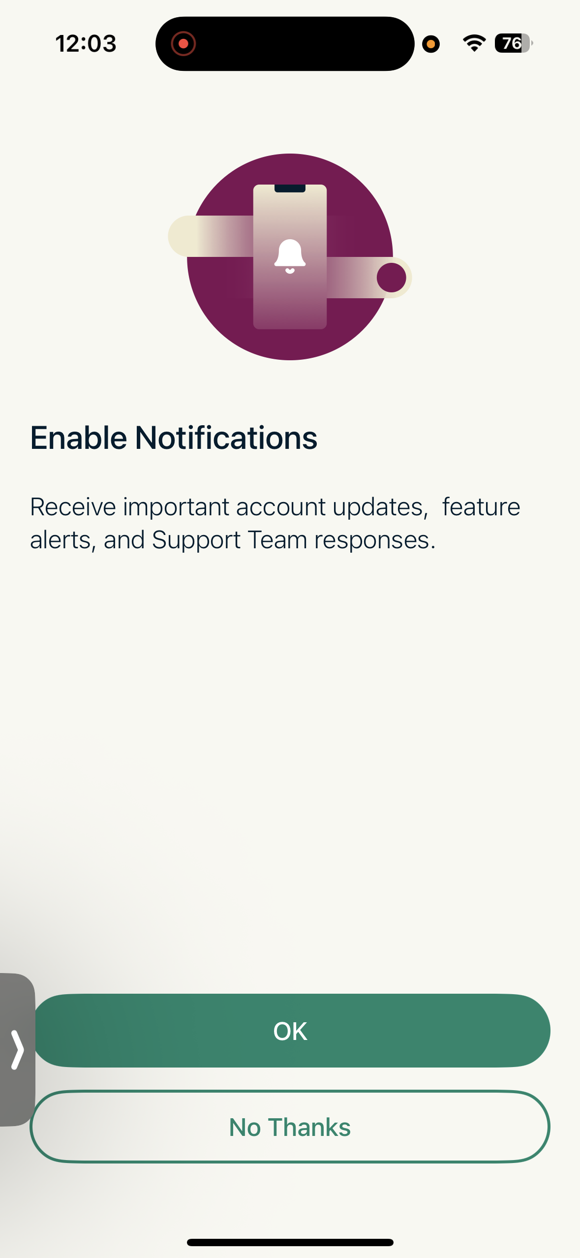 ExpressVPN app screen prompting to enable notifications