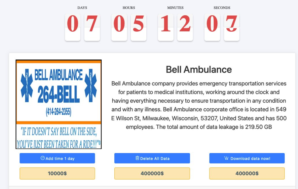 Medusa announces alleged breach of Bell Ambulance | Source: VenariX on X