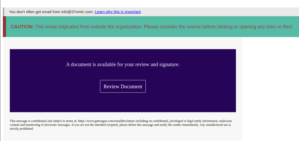 Initial phishing email | Source: Outpost24 Specop