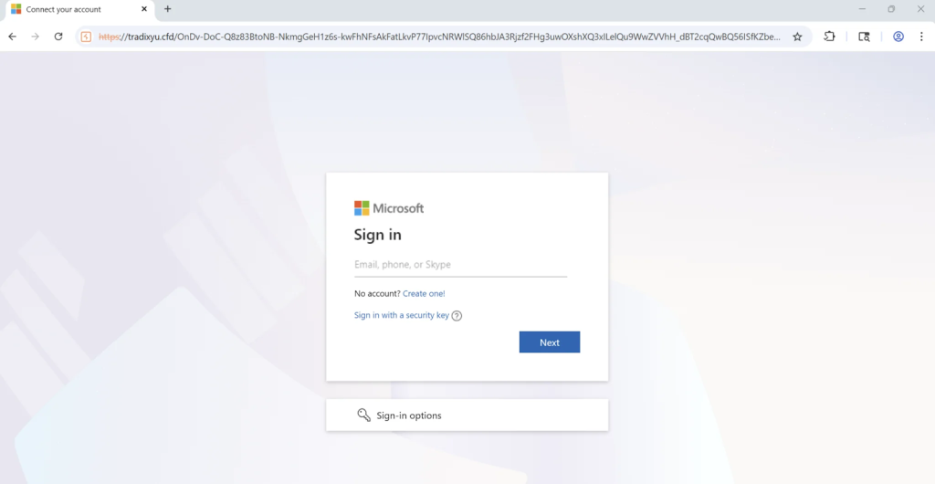 Fake Microsoft 365 login page | Source: Outpost24 Specops