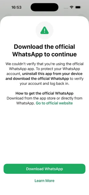 Fake app notification | Source: WhatsApp