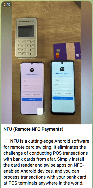 Figure 2. NFU Pay MaaS advertised on a Telegram channel NFU Pay MaaS advertised on a Telegram channel | Source: ESET
