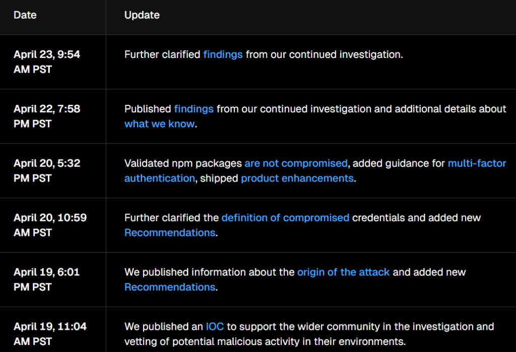 Vercel incident timeline | Source: Vercel