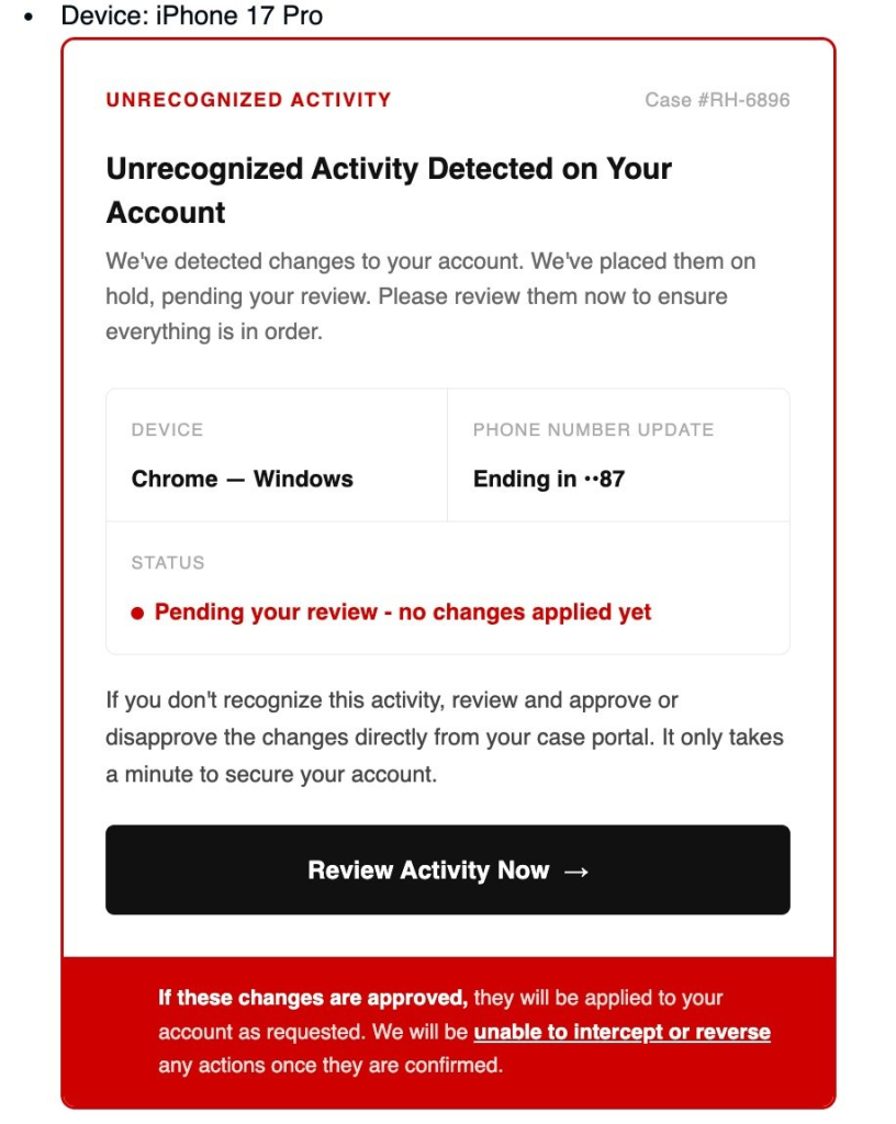 RobinHood phishing email | Source: Abdel on X
