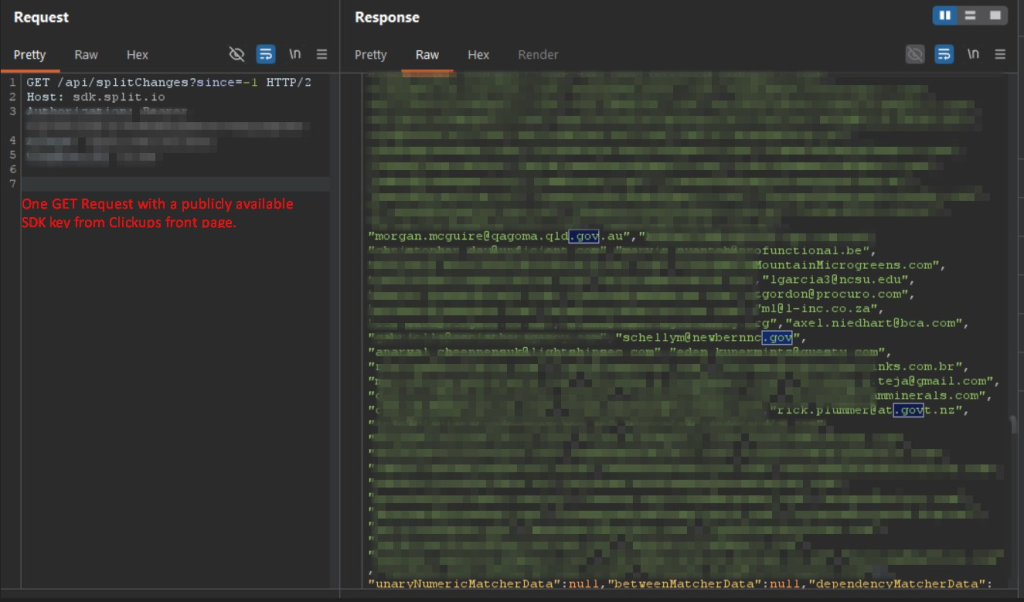 Unauthenticated GET request exposing ClickUp email addresses | Source: impulsive on X