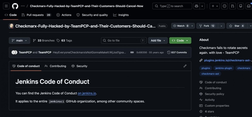 TeamPCP had access to Checkmarx's GitHub repositories | Source: Adnan Khan