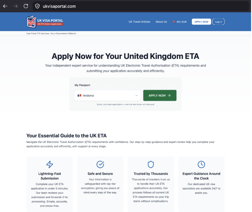 UK Visa Portal website screenshot | Source: TechCrunch