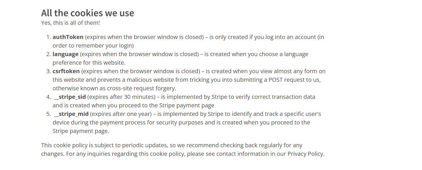 Mullvad VPN cookies policy dated 27 June 2026, confirming no tracking cookies are stored or used.