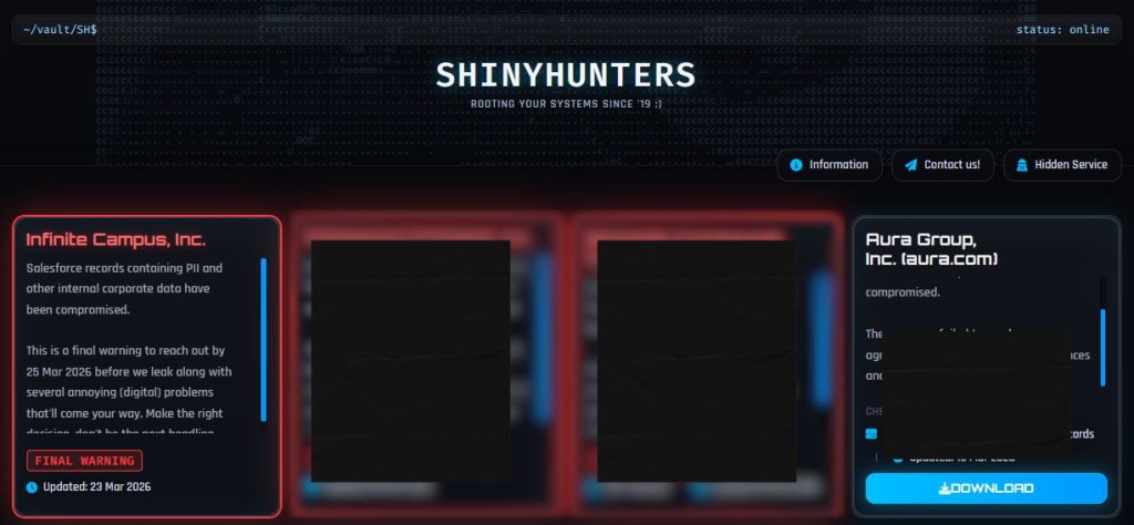 ShinyHunters lists Infinite Campus on its dark web site | Source: BleepingComputer