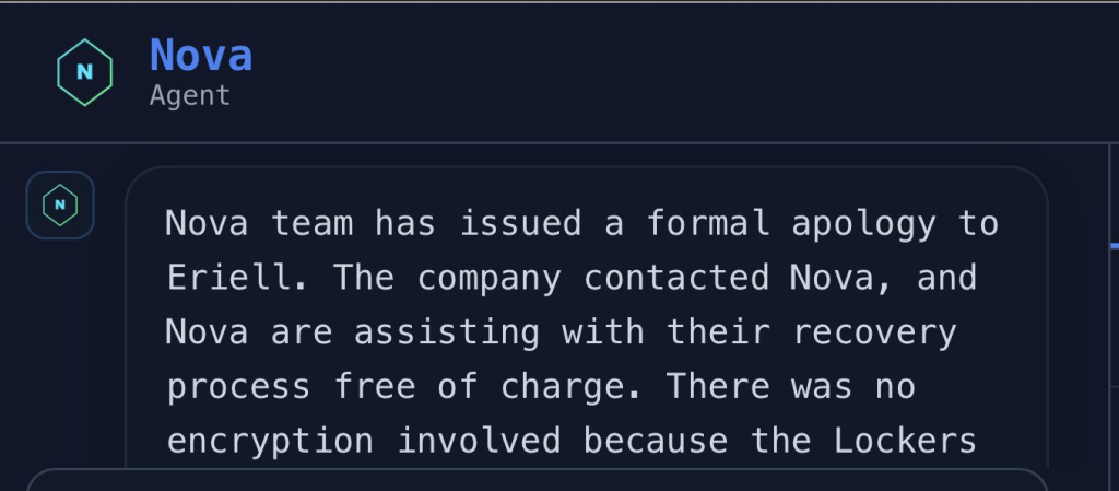 Nova hackers apologize to Eriell Group | Source: Dominic Alvieri on X