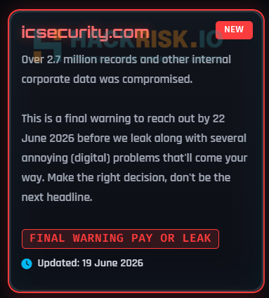ShinyHunters claims Inter-Con Security | Source: Hackmanac on X